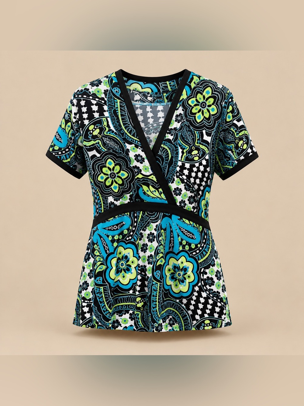 Susan Lawrence Woman 1x Polyester Spandex Blend Modern Print Blouse